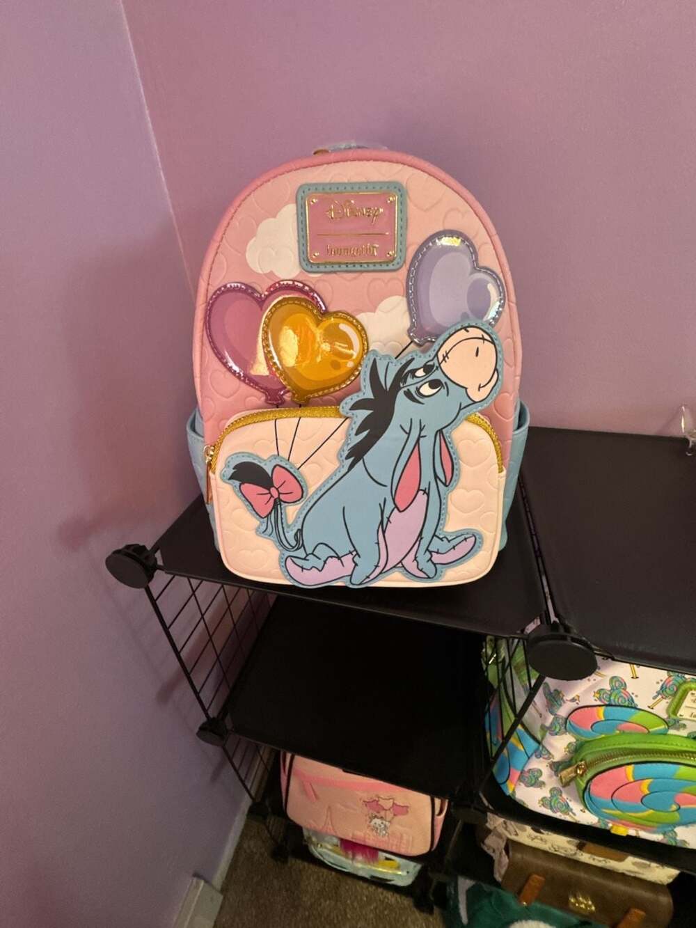 Loungefly Disney Eeyore Heart Balloons Mini Backpack Pink Blue